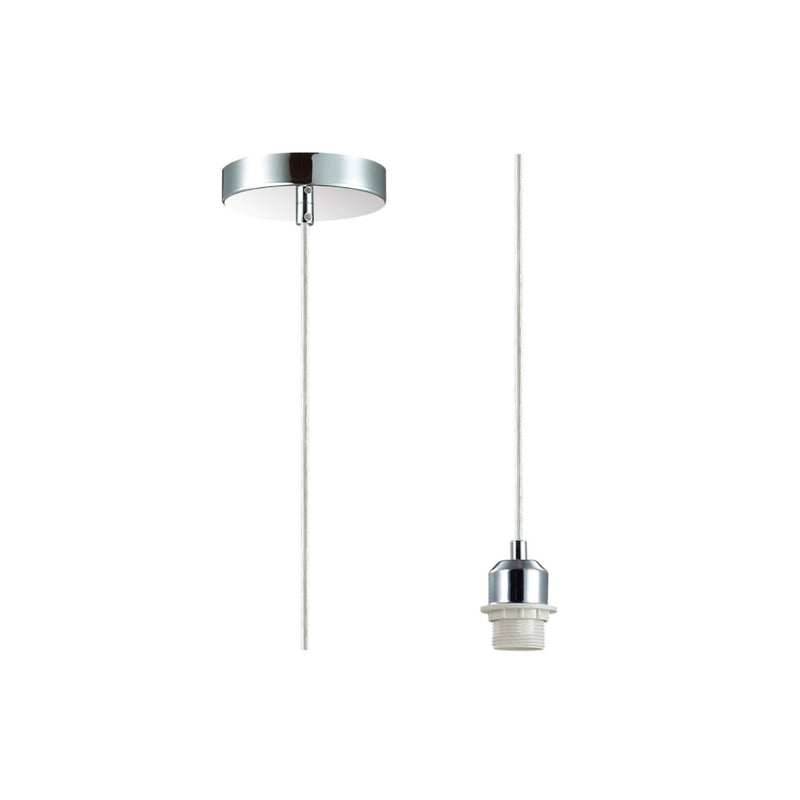 Deco Dreifa 1.5m Suspension Kit 1 Light Polished Chrome/Clear Cable, E27 Max 60W (Maximum Load 2kg) • D0178