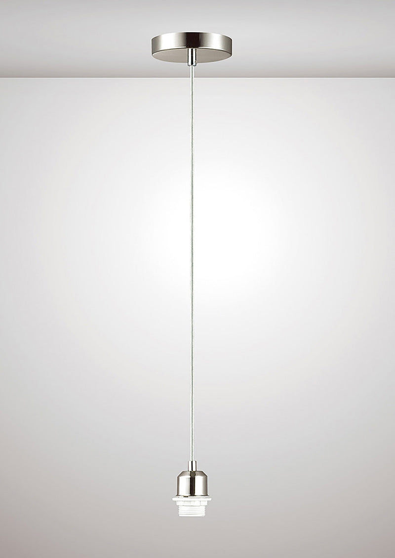 Deco Dreifa 1.5m Suspension Kit 1 Light Satin Nickel/Clear Cable, E27 Max 60W (Maximum Load 2kg) • D0179