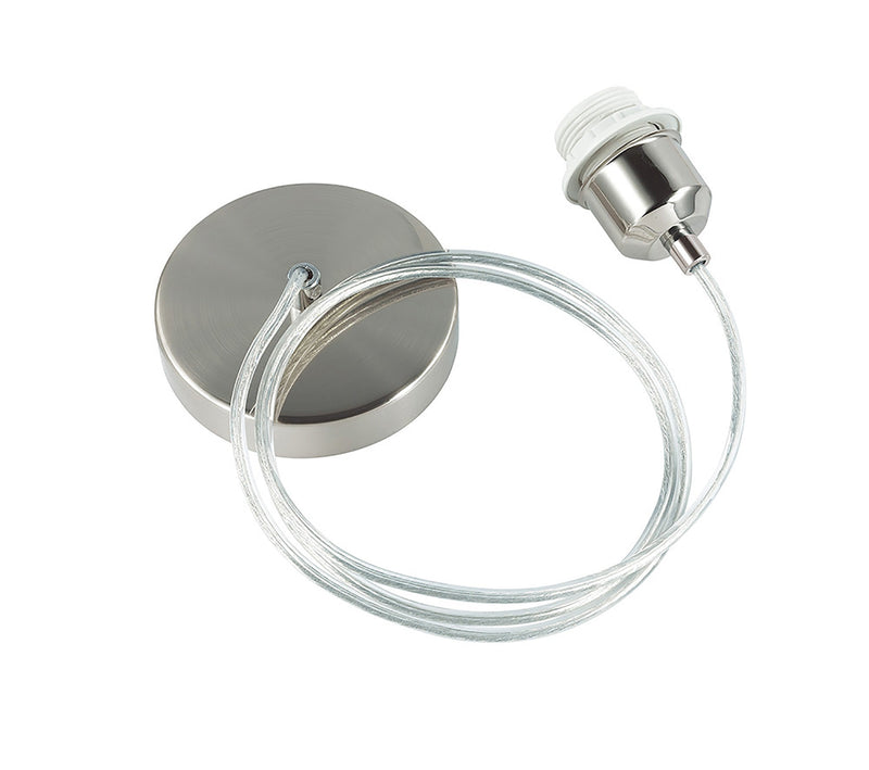 Deco Dreifa 1.5m Suspension Kit 1 Light Satin Nickel/Clear Cable, E27 Max 60W (Maximum Load 2kg) • D0179