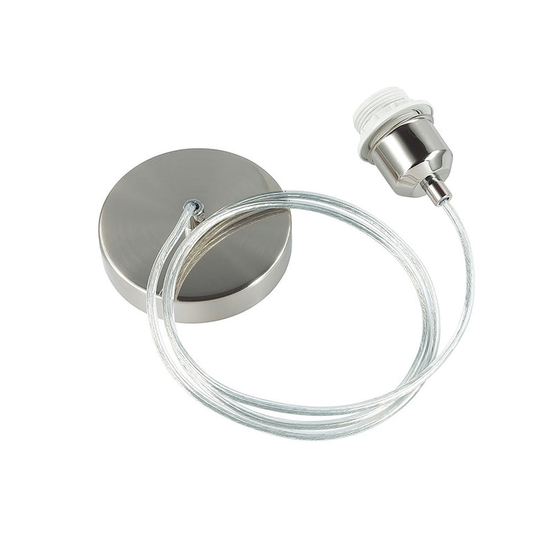 Deco Dreifa 1.5m Suspension Kit 1 Light Satin Nickel/Clear Cable, E27 Max 60W (Maximum Load 2kg) • D0179