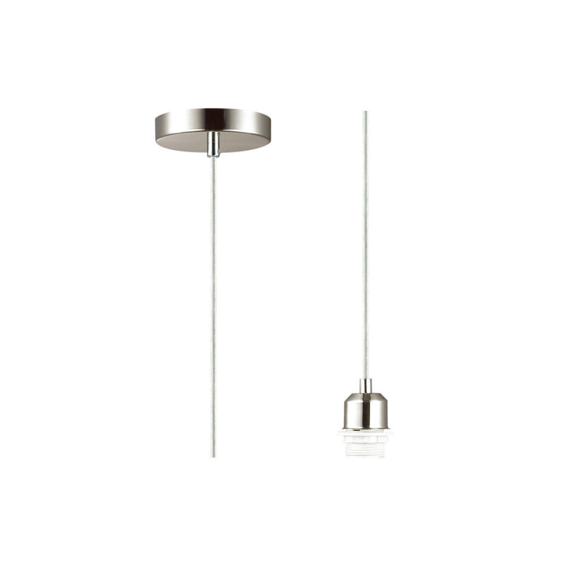 Deco Dreifa 1.5m Suspension Kit 1 Light Satin Nickel/Clear Cable, E27 Max 60W (Maximum Load 2kg) • D0179