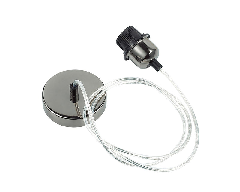 Deco Dreifa 1.5m Suspension Kit 1 Light Black Chrome/Clear Cable, E27 Max 60W (Maximum Load 2kg) • D0180