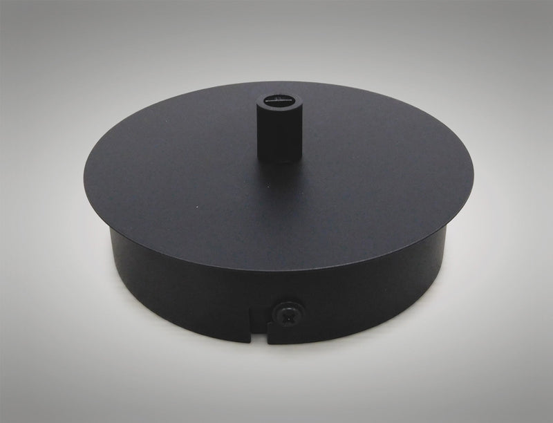 Deco Dreifa Ceiling Box Matt Black, c/w Cable Grip, Earth Wire & 3 Pole Terminal Block • D0382