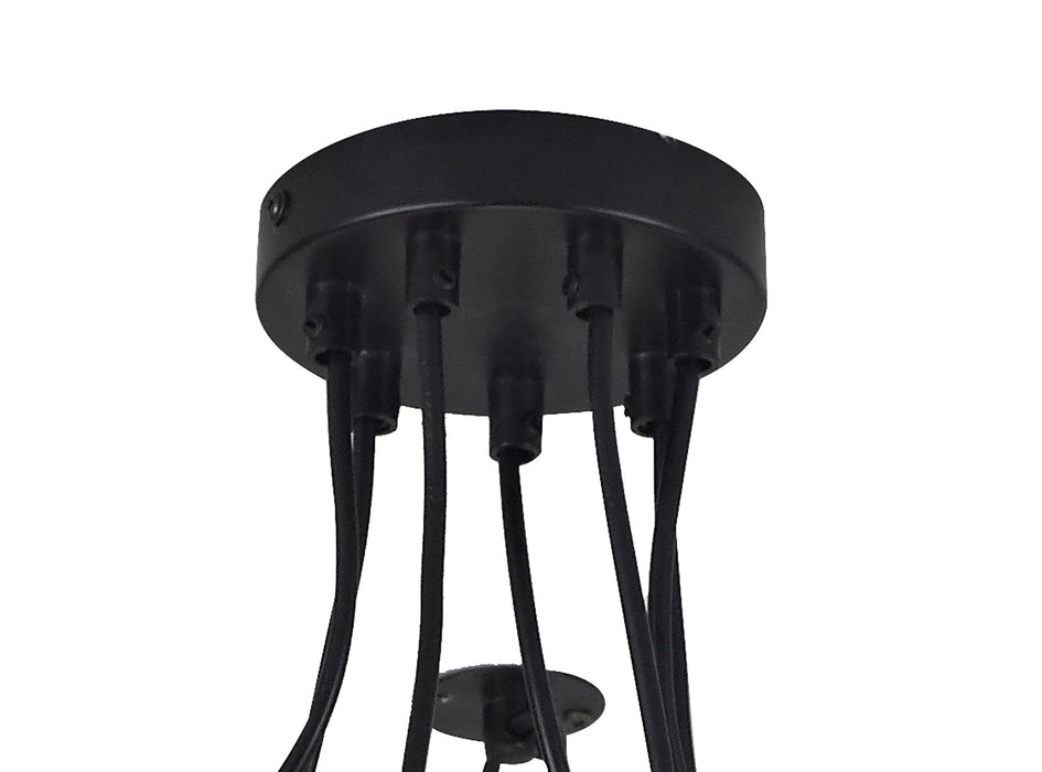 Deco Dreifa 2m Pendant, 7 Light Black/Black Cable, E27 Max 60W, c/w Distribution Box & Cable Support Brackets • D0632