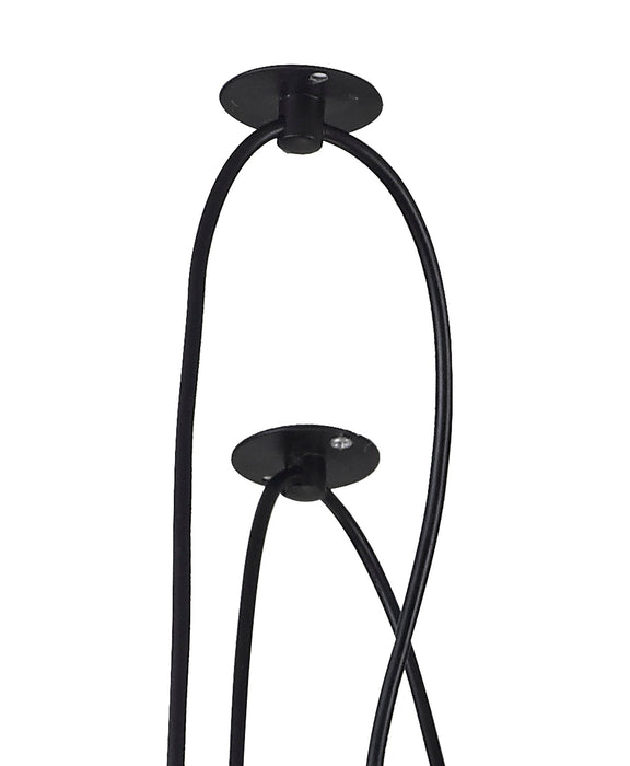 Deco Dreifa 2m Pendant, 7 Light Black/Black Cable, E27 Max 60W, c/w Distribution Box & Cable Support Brackets • D0632