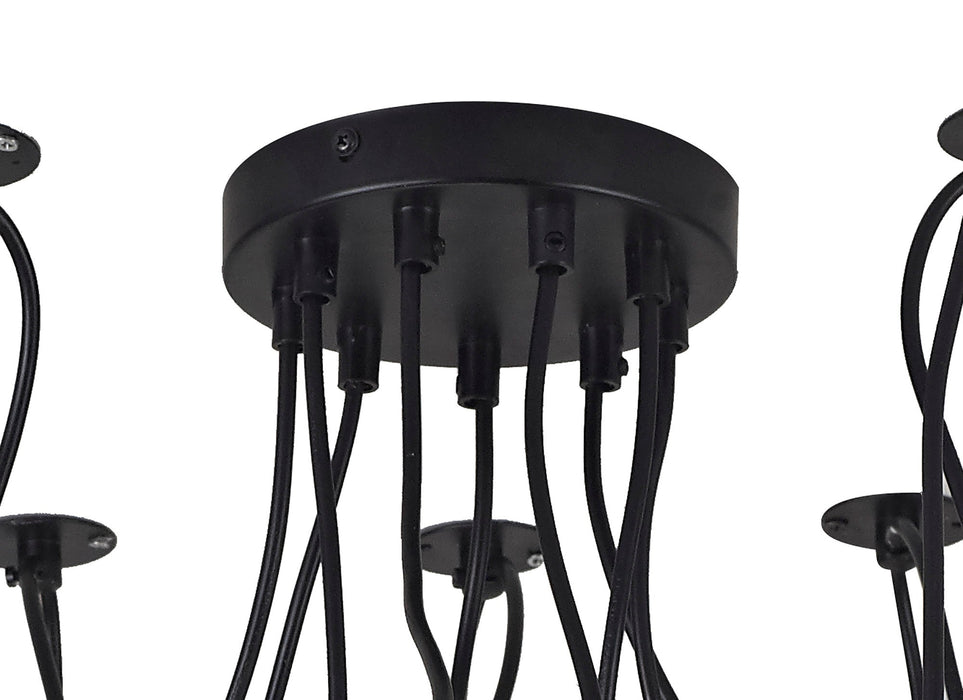 Deco Dreifa 2.5m Pendant, 9 Light Black/Black Cable, E27 Max 60W, c/w Distribution Box & Cable Support Brackets • D0633