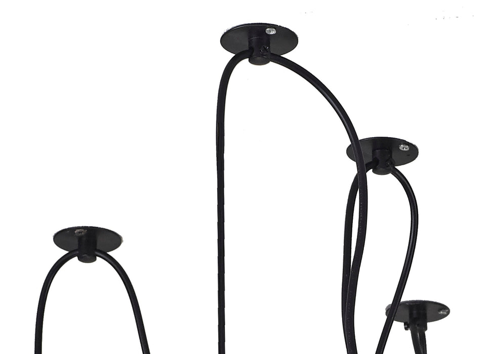 Deco Dreifa 2.5m Pendant, 9 Light Black/Black Cable, E27 Max 60W, c/w Distribution Box & Cable Support Brackets • D0633