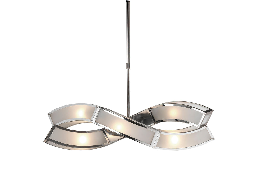 Mantra M0388 Duna E27 Rectangular Pendant 2 Arm 6 Light E27, Polished Chrome/White Acrylic • M0388