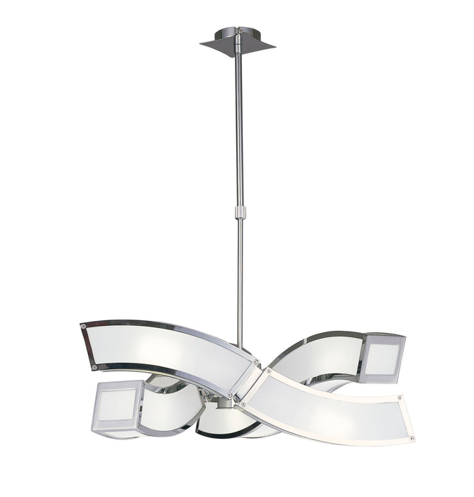 Mantra M0389 Duna E27 Pendant 3 Arm 6 Light E27, Polished Chrome/White Acrylic • M0389