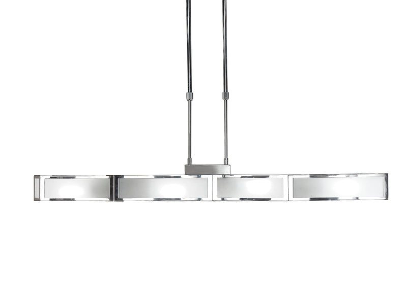 Mantra M0397 Duna E27 Linear Pendant 4 Light E27 Bar, Polished Chrome, White Acrylic • M0397
