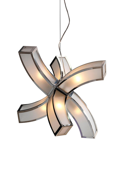 Mantra M0398 Duna E27 Pendant 6 arms 6 Light E27, Polished Chrome/White Acrylic • M0398