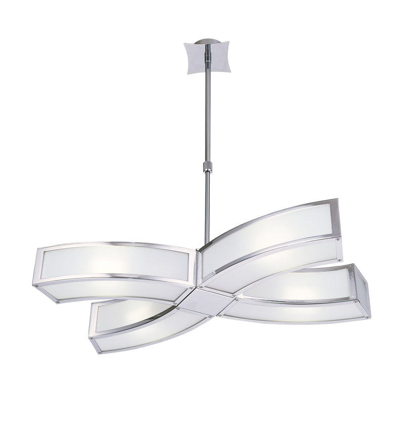 Mantra M0404 *# Duna Rectangular Telescopic Semi Flush Convertible 4 Light E27, Polished Chrome/White Acrylic, CFL Lamps INCLUDED • M0404