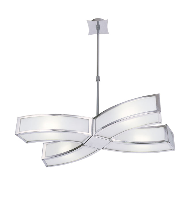 Mantra M0404 *# Duna Rectangular Telescopic Semi Flush Convertible 4 Light E27, Polished Chrome/White Acrylic, CFL Lamps INCLUDED • M0404