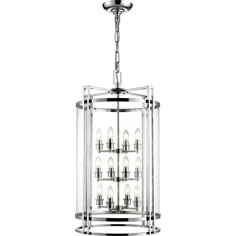Diyas Eaton Pendant 12 Light E14 Polished Chrome/Glass (Pallet Shipment Only, Additional Charges May Apply.) Item Weight: 17.6kg • IL31085
