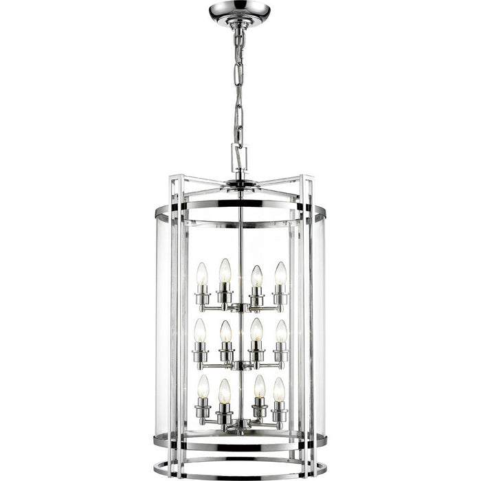 Diyas Eaton Pendant 12 Light E14 Polished Chrome/Glass (Pallet Shipment Only, Additional Charges May Apply.) Item Weight: 17.6kg • IL31085