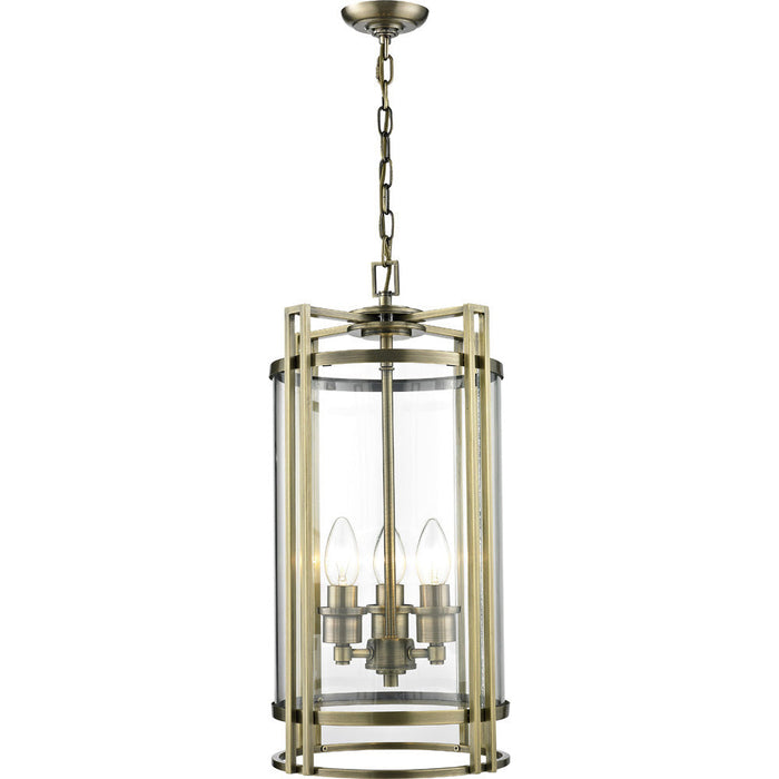 Diyas Eaton Pendant 3 Light E14 Antique Brass/Glass • IL31092