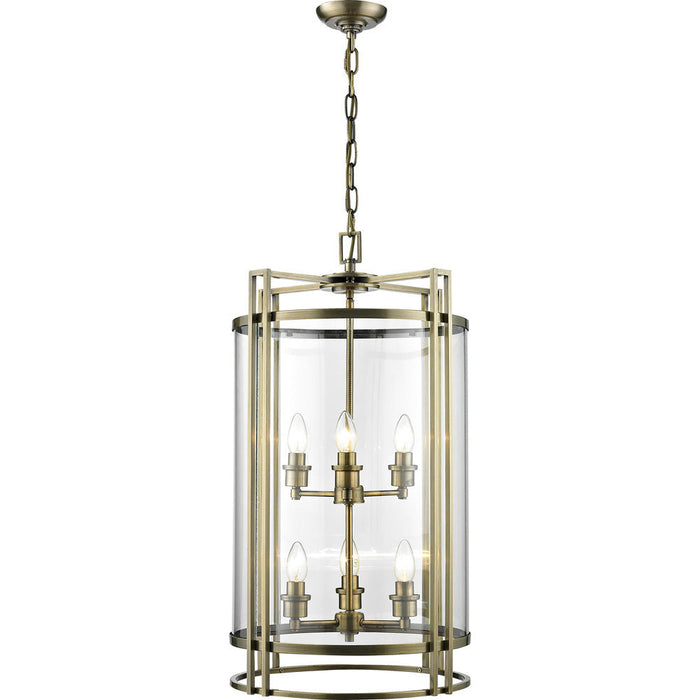 Diyas Eaton Pendant 6 Light E14 Antique Brass/Glass • IL31094