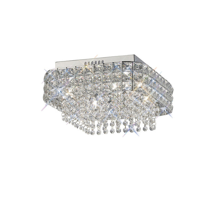 Diyas Edison Ceiling Square 4 Light G9 Polished Chrome/Crystal • IL31152