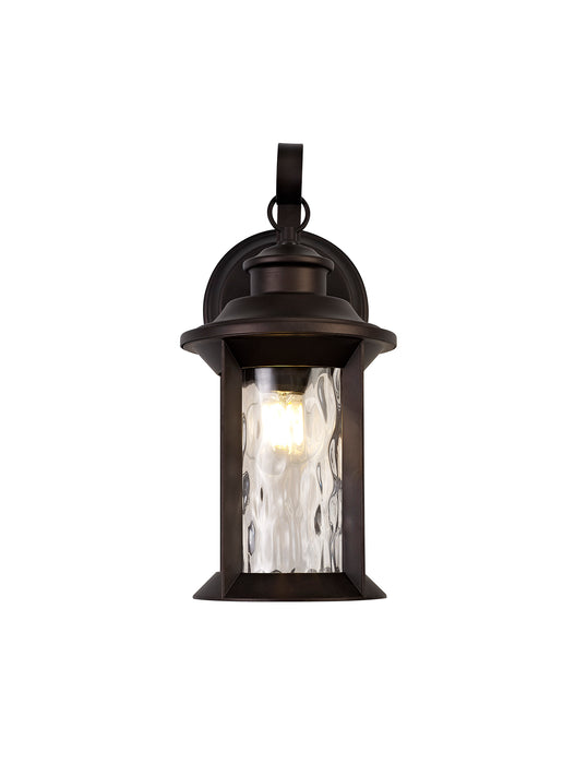 Regal Lighting SL-1864 1 Light Small Outdoor Wall Light Antique Bronze With A Clear Ripple Glass IP54