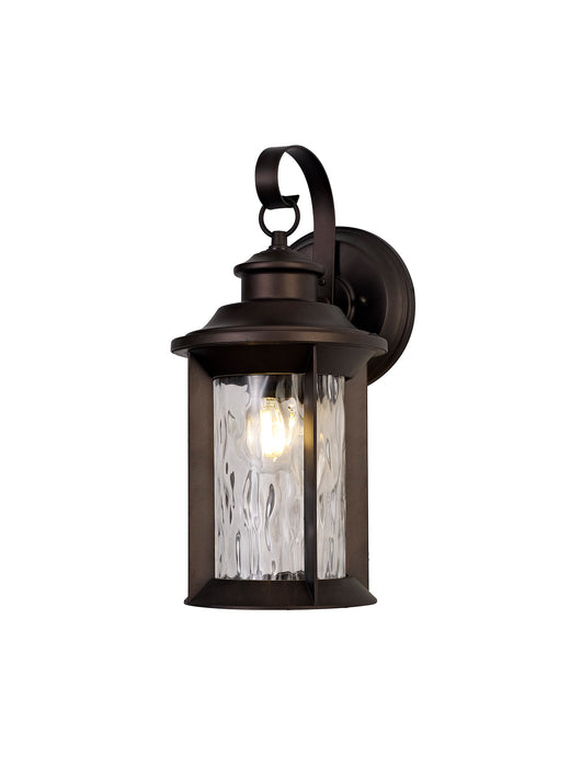 Regal Lighting SL-1864 1 Light Small Outdoor Wall Light Antique Bronze With A Clear Ripple Glass IP54