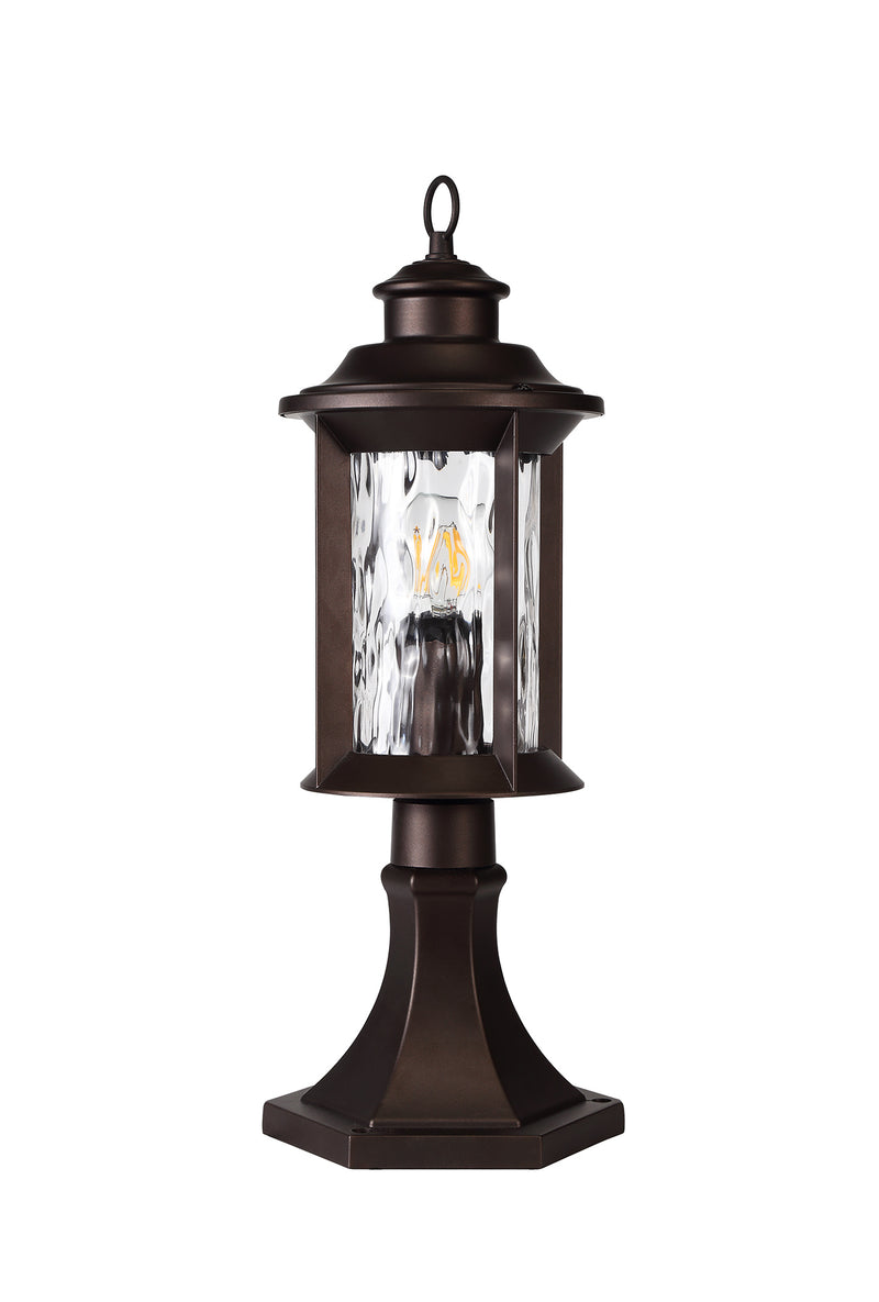 Regal Lighting SL-1863 1 Light Outdoor Post Light Antique Bronze With Clear Ripple Glass IP54