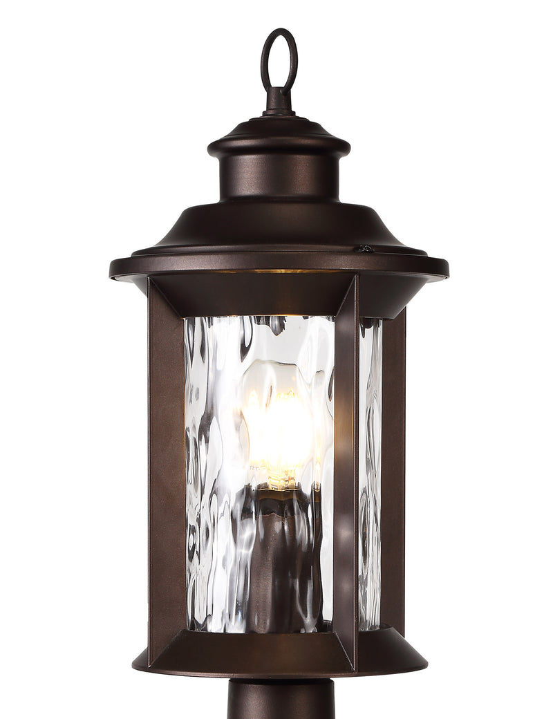 Regal Lighting SL-1863 1 Light Outdoor Post Light Antique Bronze With Clear Ripple Glass IP54