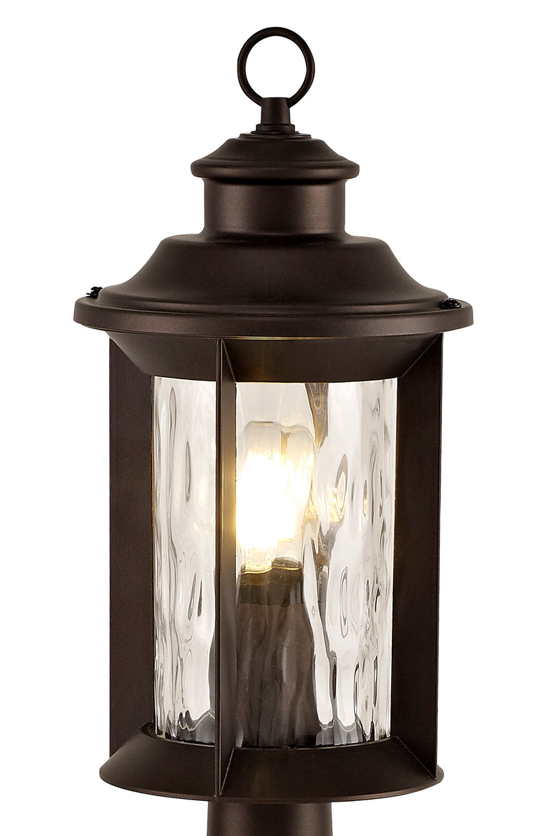 Regal Lighting SL-1862 1 Light Outdoor Post Light Antique Bronze With Clear Ripple Glass IP54