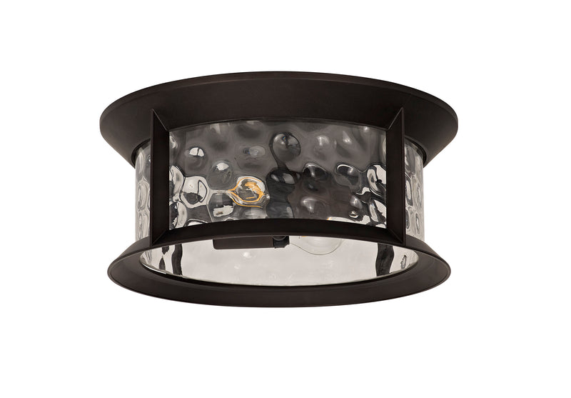 Regal Lighting SL-1861 1 Light Outdoor Flush Ceiling Light Antique Bronze With Clear Ripple Glass IP54