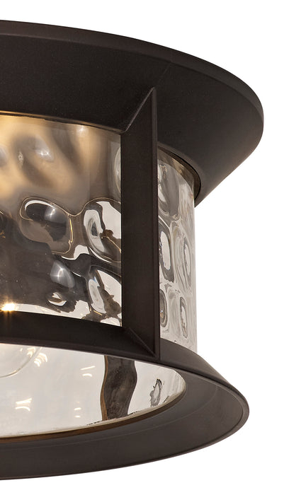 Regal Lighting SL-1861 1 Light Outdoor Flush Ceiling Light Antique Bronze With Clear Ripple Glass IP54