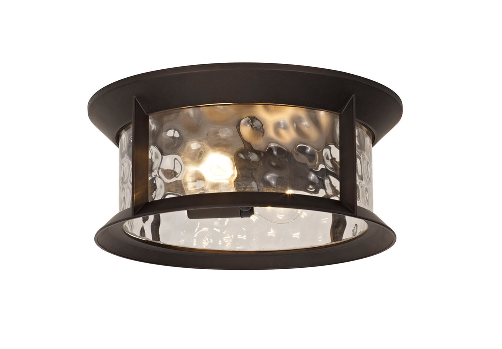 Regal Lighting SL-1861 1 Light Outdoor Flush Ceiling Light Antique Bronze With Clear Ripple Glass IP54