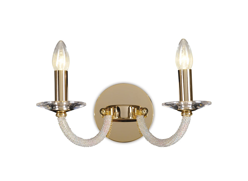 Diyas  Elena Wall Lamp Switched 2 Light E14 Gold/Crystal • IL30372