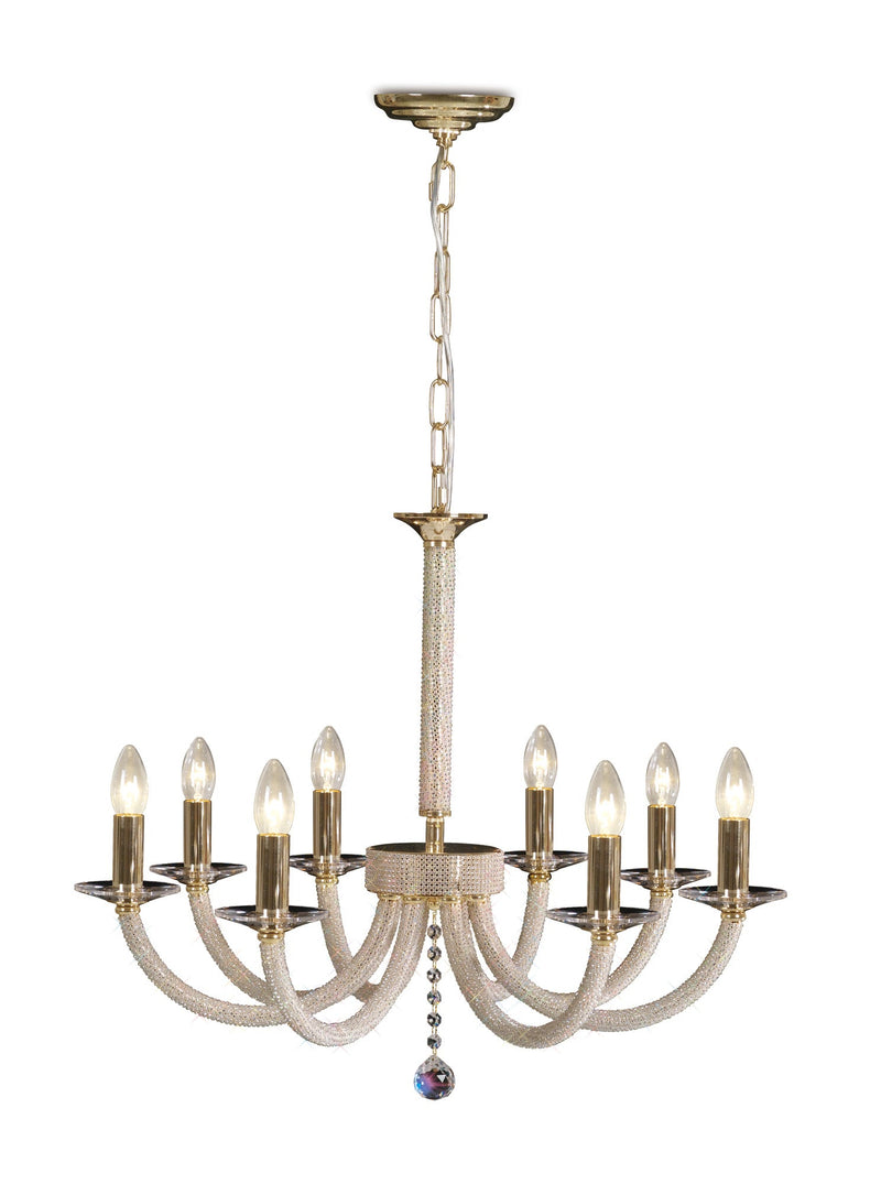 Diyas  Elena Pendant 8 Light E14 Gold/Crystal • IL30378