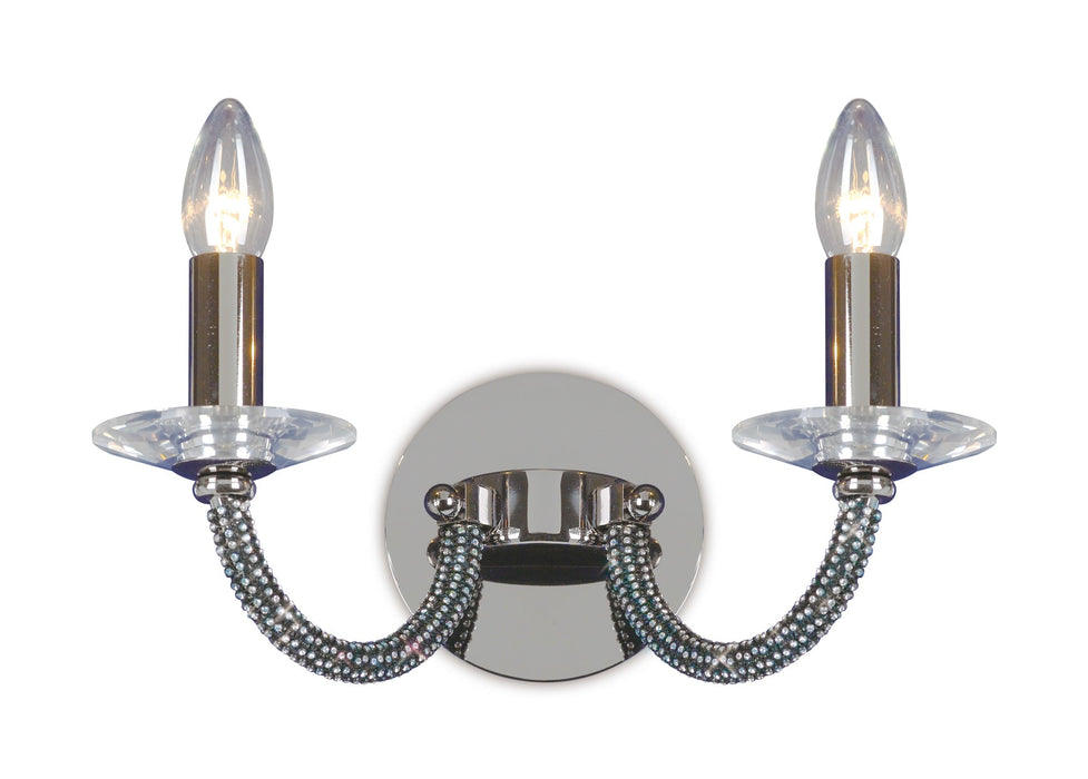 Diyas  Elena Wall Lamp Switched 2 Light E14 Black Chrome/Crystal • IL30472