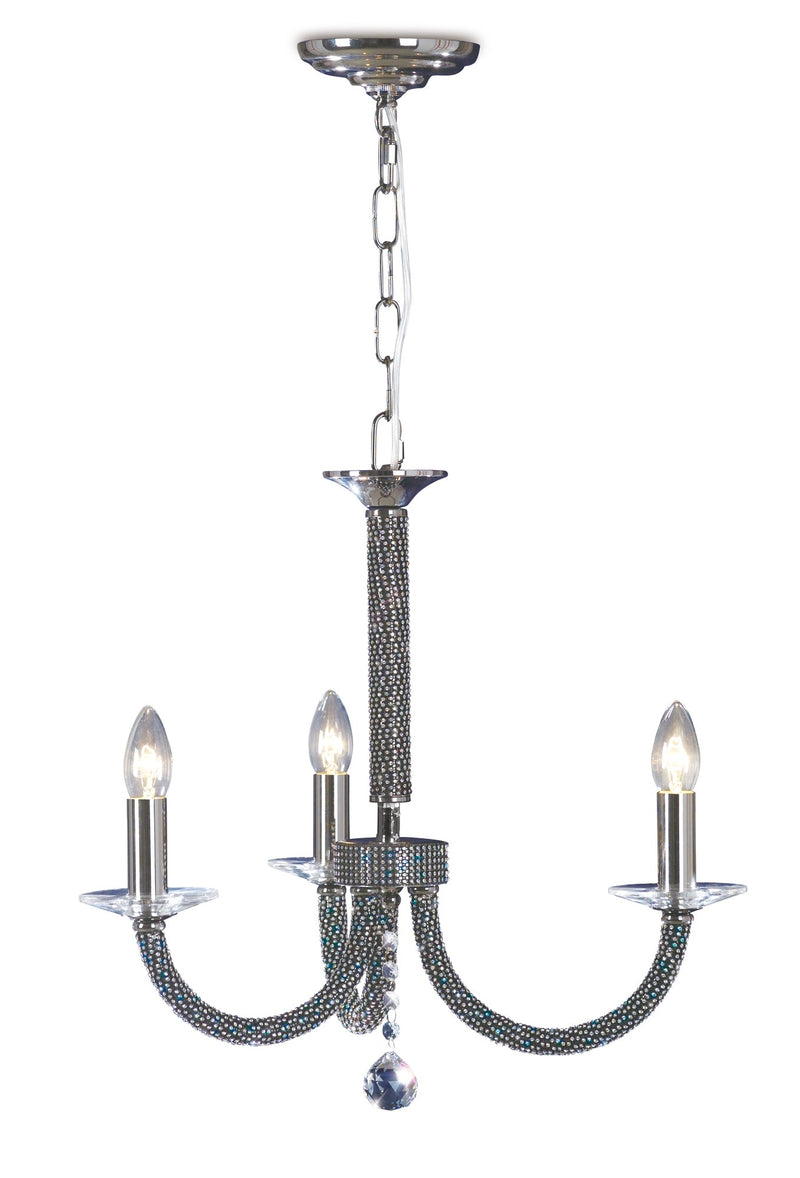 Diyas  Elena Pendant 3 Light E14 Black Chrome/Crystal • IL30473