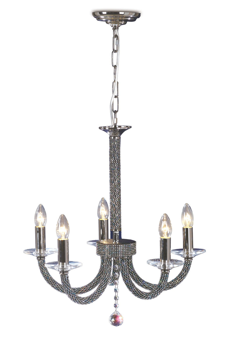 Diyas  Elena Pendant 5 Light E14 Black Chrome/Crystal • IL30475