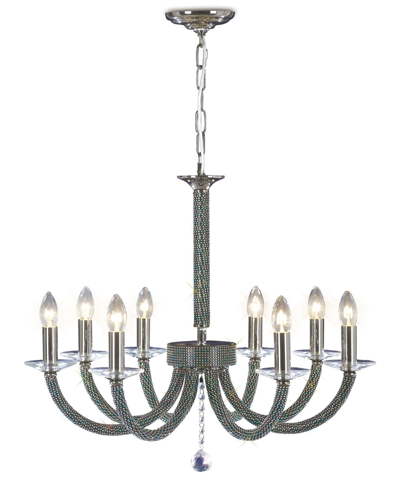 Diyas  Elena Pendant 8 Light E14 Black Chrome/Crystal • IL30478
