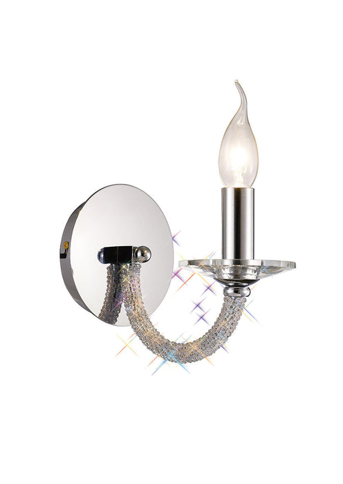 Diyas  Elena Wall Lamp Switched 1 Light E14 Polished Chrome/Crystal • IL30511