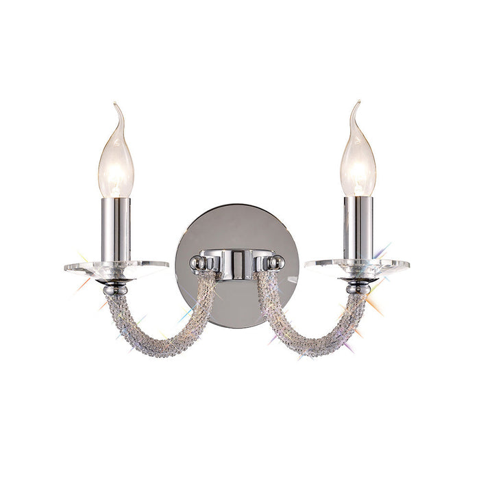 Diyas  Elena Wall Lamp Switched 2 Light E14 Polished Chrome/Crystal • IL30512