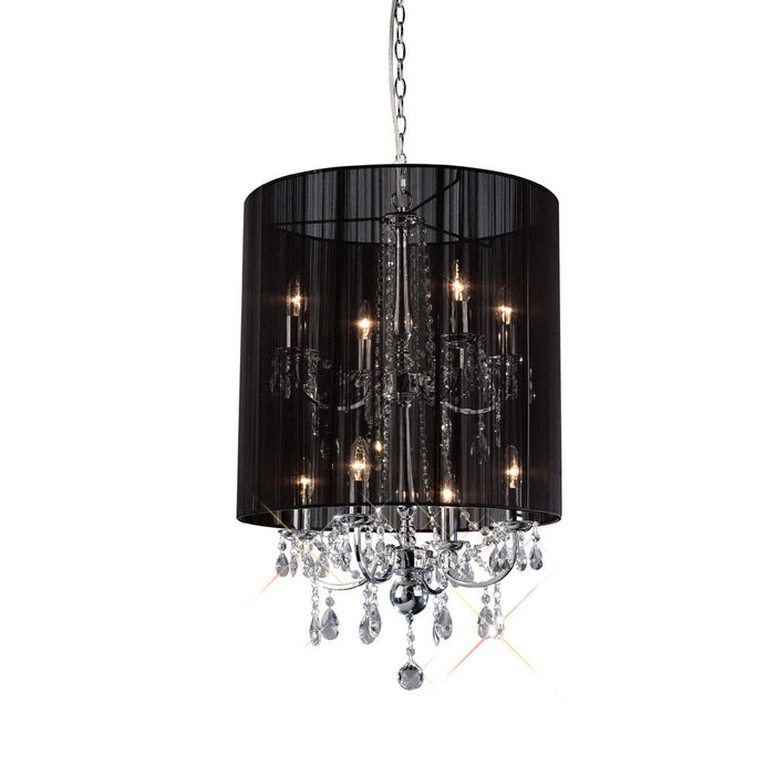 Diyas Ella Pendant With Black Shade 8 Light E14 Polished Chrome/Crystal • IL30068