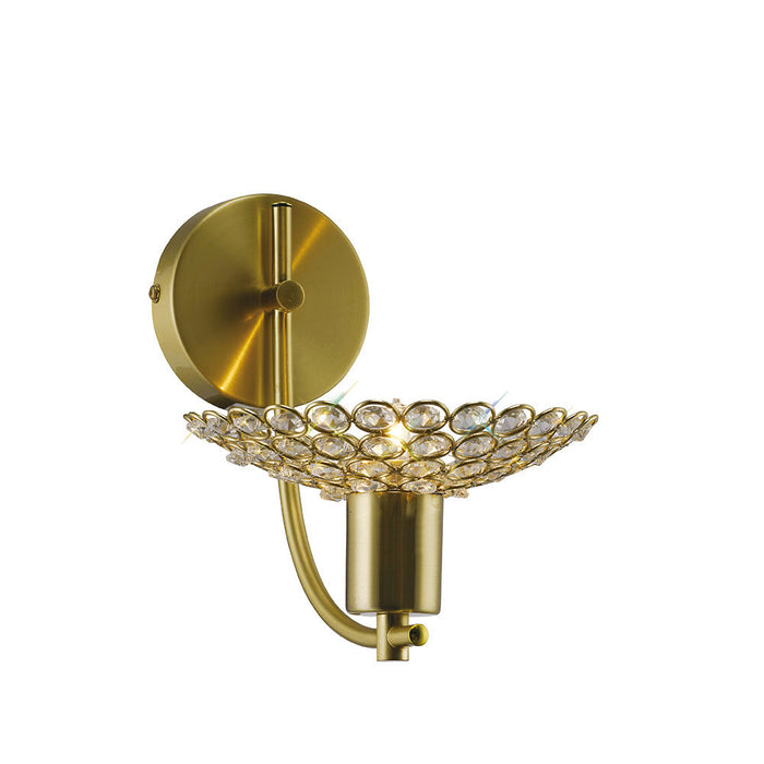 Diyas Ellen Wall Lamp 1 Light G9 Satin Brass/Crystal • IL20600