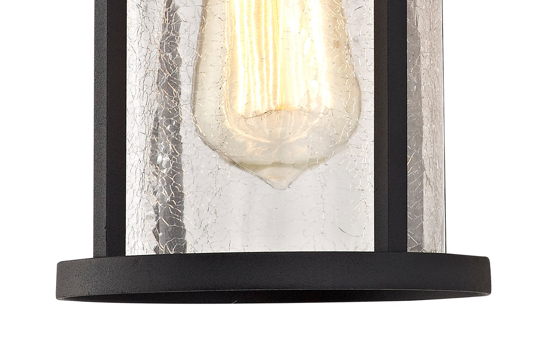 Regal Lighting SL-1984 1 Light Outdoor Wall Light Black With A Clear Crackle Glass IP54