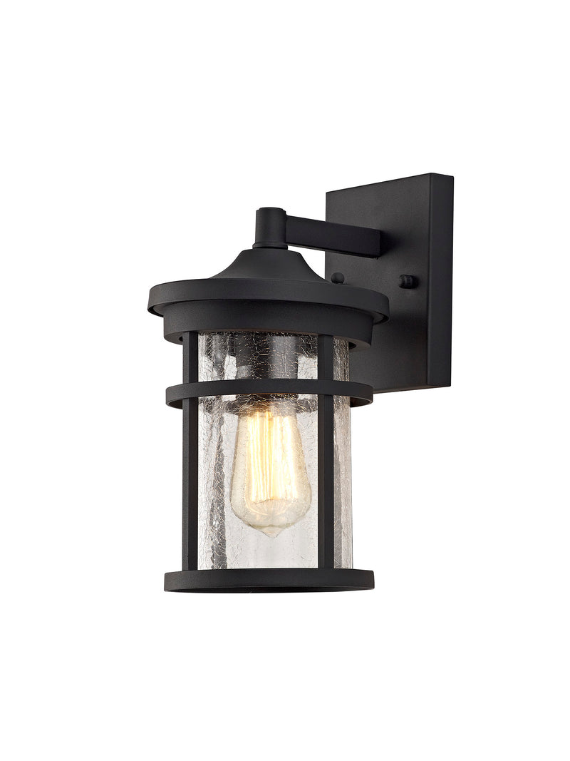 Regal Lighting SL-1984 1 Light Outdoor Wall Light Black With A Clear Crackle Glass IP54