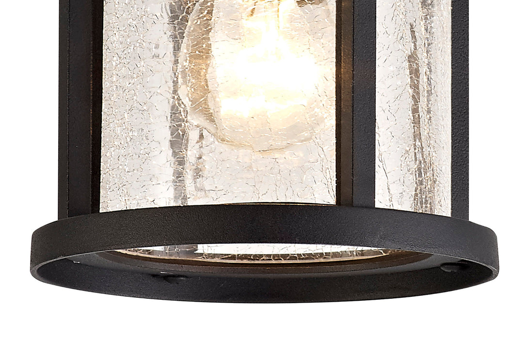 Regal Lighting SL-1983 1 Light Outdoor Flush Ceiling Light Black With Clear Crackle Glass IP54