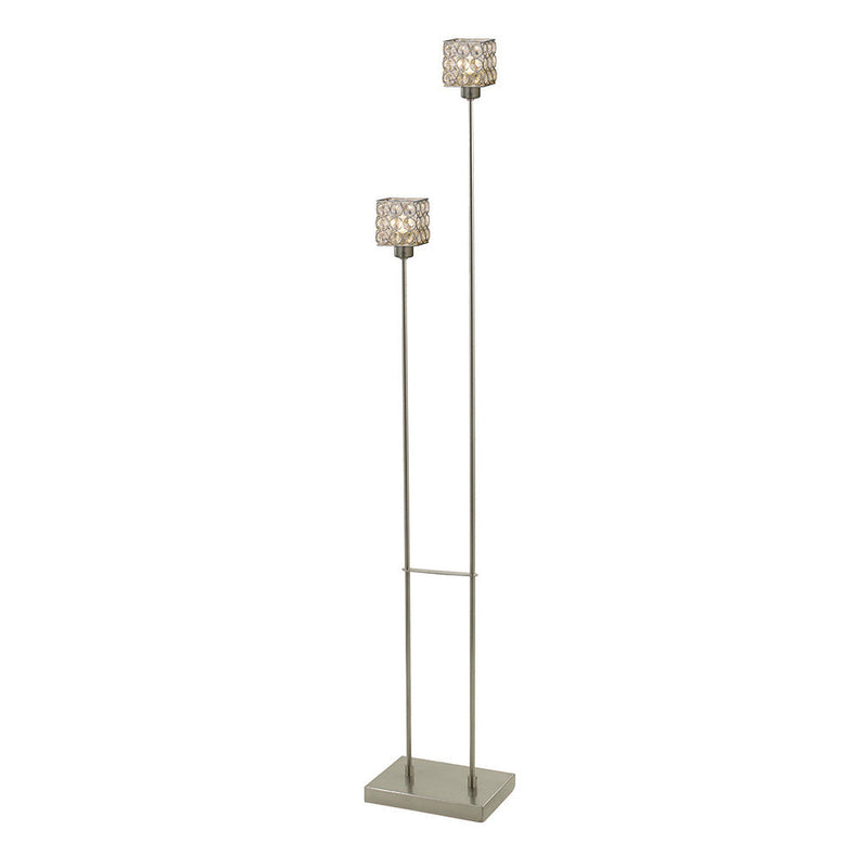 Diyas Elsa Floor Lamp 2 Light Satin Nickel/Crystal • IL20644