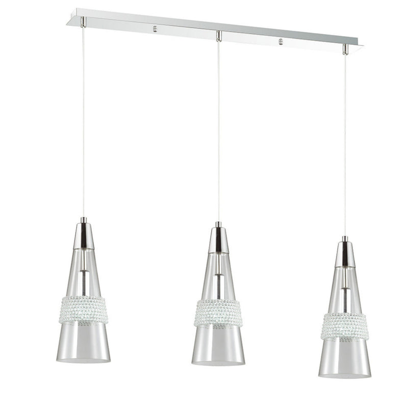 Diyas Emilia Pendant 3 Light E14 Linear Polished Chrome/Crystal • IL31606