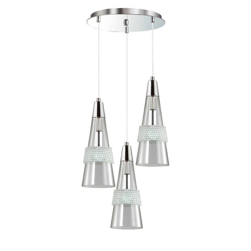 Diyas Emilia Pendant 3 Light E14 Round Polished Chrome/Crystal • IL31607