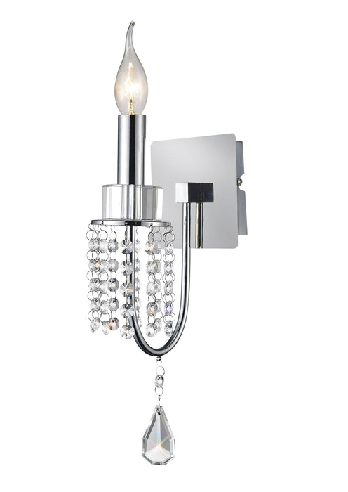 Diyas Emily Wall Lamp Switched 1 Light E14 Polished Chrome/Crystal • IL31540