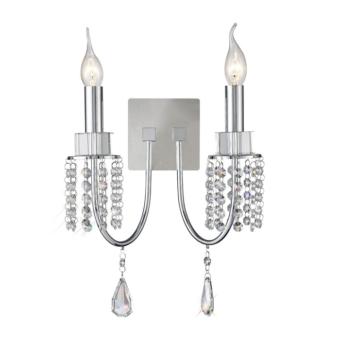 Diyas Emily Wall Lamp Switched 2 Light E14 Polished Chrome/Crystal • IL31541