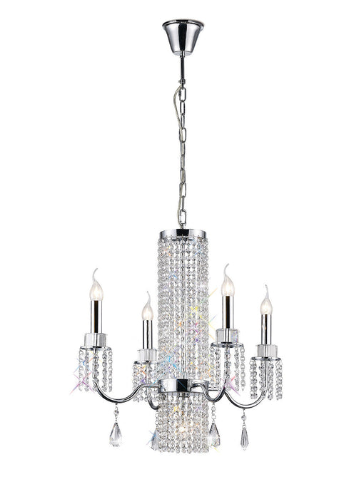 Diyas Emily Pendant 4+1 Light E14 Polished Chrome/Crystal • IL31542