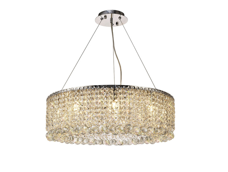 Diyas Empire 60cm Round Pendant Chandelier, 9 Light G9, Polished Chrome/Crystal • IL31730